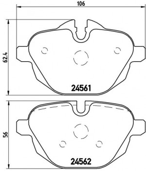 Колодки тормозные BMW 5 (F10),X3 (F25) задние (4шт.) BREMBO P06064 BREMBO