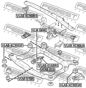 Сайлентблок передней опоры двигателя VOLVO XC90 03- VLAB-016BRS VLAB-016BRS FEBEST