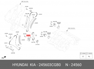 Натяжитель цепи ГРМ HYUNDAI GENESIS 14- 3,0/3,8 №2 245603CGB0 MOBIS