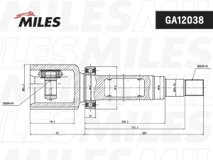 ШРУС внутренний правый FORD Turneo Connect I (02-) GA12038 GA12038 MILES