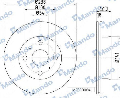 Диск тормозной PEUGEOT 306 (97-02),206 (08-) CITROEN Xsara (97-05) передний (1шт MBC030086 MANDO