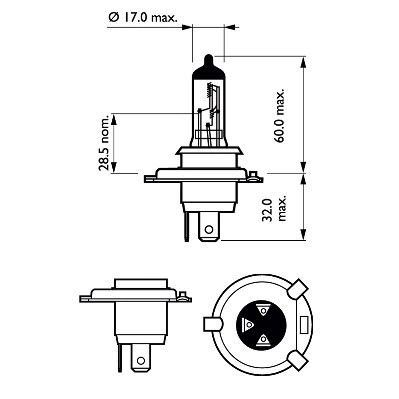 Лампа 12V H4 60/55W P43t-38 блистер (1шт.) Long Life Eco Vision PHILIPS 12342LLECOB1 PHILIPS
