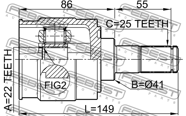 ШРУС 2211-CERII16 2211-CERII16 FEBEST