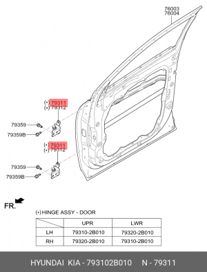 Петля двери передней левой 793102B010 HYUNDAI KIA