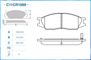 Тормозные колодки передние Low Metallic C11CR1069 C11CR1069 CWORKS