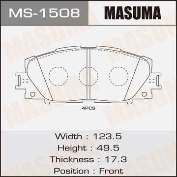колодки дисковые передние!\ Toyota Prius 1.8 Hybrid 09> MS1508 MASUMA