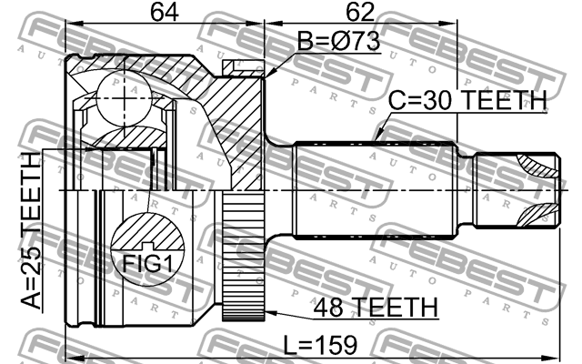ШРУС наружный HYUNDAI TUCSON 2015- 1210-IX35D7A48 1210-IX35D7A48 FEBEST