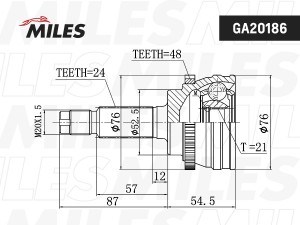 ШРУС наружный KIA PICANTO 1.1 05- (с ABS) (GSP 834094) GA20186 GA20186 MILES
