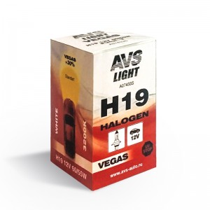 лампа! галогенная Vegas H19 12V 60/55W, 1 шт.\ A07433S AVS