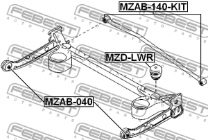 Сайлентблок задней поперечной тяги MZAB-140-KIT MZAB-140-KIT FEBEST