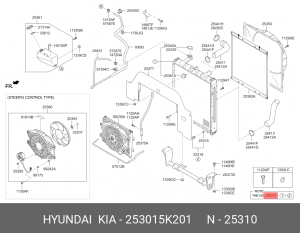 Радиатор HYUNDAI HD65,78 дв.D4DD ЕВРО-3 OE 253015K201 HYUNDAI KIA