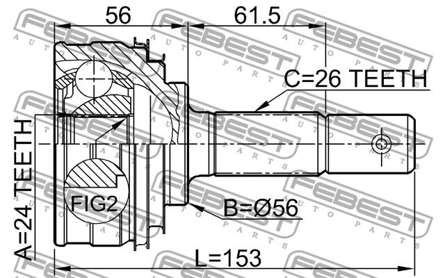 ШРУС наружный к-кт!\ Toyota Carina/Corolla/Camry 16-2.0D 83-91 0110-009 FEBEST