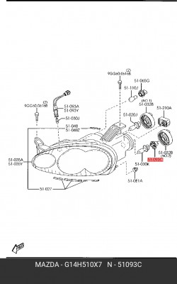Патрон лампы MAZDA CX-7 (06-12) ближнего света OE G14H510X7 MAZDA