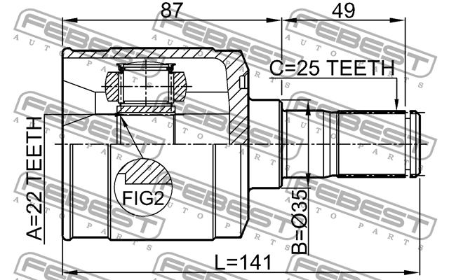 ШРУС внутренний HYUNDAI ACCENT II 1211-ACCMT 1211-ACCMT FEBEST