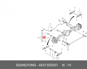 Шайба SSANGYONG Kyron (05-),Actyon (06-),Rexton (02-) тяги стабилизатора заднего 4431305001 SSANG YONG