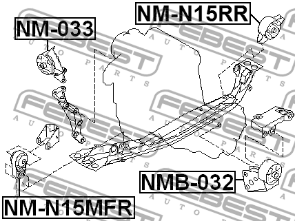 Подушка двигателя задняя NM-N15RR FEBEST