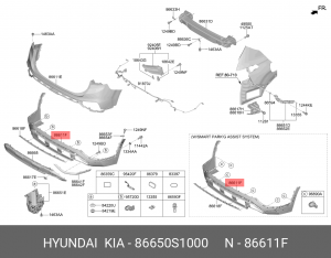 Накладка бампера HYUNDAI Santa Fe (18-) заднего OE 86650S1000 HYUNDAI KIA