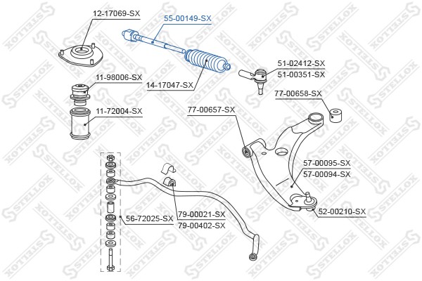 тяга рулевая!\ Mitsubishi Lancer 00> 55-00149-SX STELLOX
