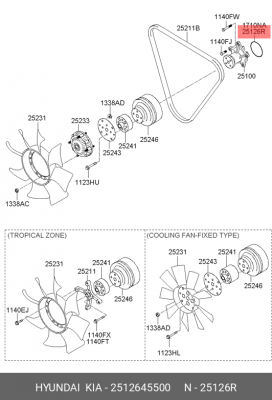 УПЛОТНИТЕЛЬНОЕ КОЛЬЦО НАСОСА ОХЛАЖДАЮЩЕЙ ЖИДКОСТИ 2512645500 HYUNDAI