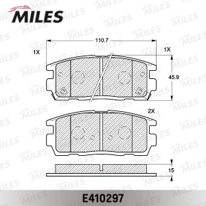 Колодки тормозные задние (без датчика) (Смесь Low-Metallic) (CHEVROLET CAPTIVA/O E410297 MILES