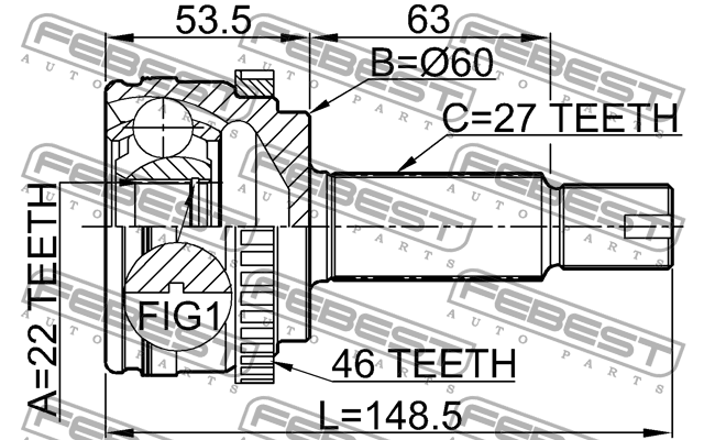 ШРУС внешний HYUNDAI i30, KIA CEE'D I/II 2210-CERA46 2210-CERA46 FEBEST