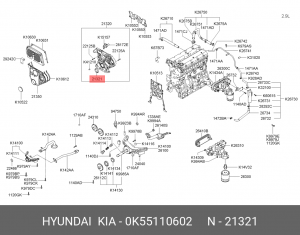 Сальник коленвала HYUNDAI Terracan (99-) KIA Carnival (2.9),Bongo 3 (06-) передн 0K55110602 HYUNDAI KIA