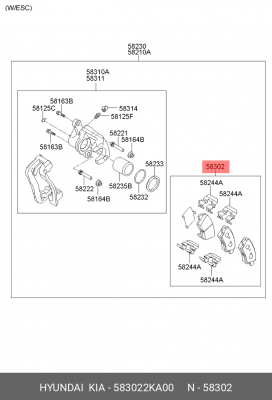 Колодки тормозные HYUNDAI Sonata NF (04-),Tucson (08-) KIA Sportage (08-),Soul з 583022KA00 HYUNDAI KIA