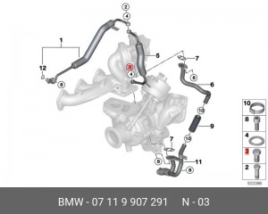 пустотелый винт !M10x1-ZNNIV SI, ISO 7643 \BMW 1' E81, E82, E87, LCI, E88, F20,  07 11 9 907 291 BMW