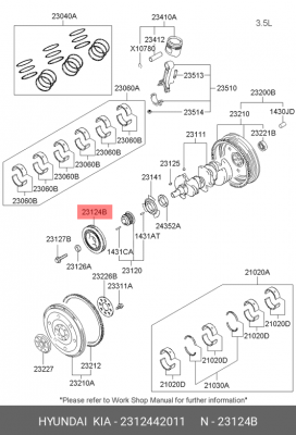 Шкив HYUNDAI Galloper (99-),Terracan (01-) дв.D4BH (4D56) коленвала OE 2312442011 HYUNDAI KIA