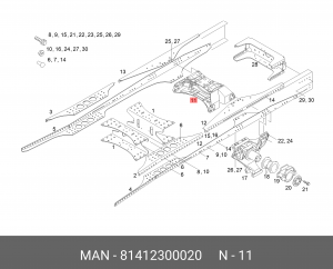 траверса рамы поперечная!\MAN TGA 81412300020 MAN