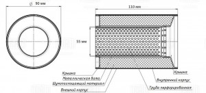 Пламегаситель коллекторный 90/110-55 (нерж. сталь) (ESM 9011055 k) ESM 9011055 k TRIALLI