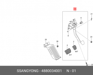 Педаль тормоза SSANGYONG Actyon (10-) (М/Т) OE 4880034001 SSANG YONG