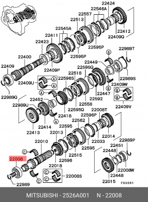 Подшипник КПП MITSUBISHI Carisma (95-03),Galant (96-06) вала первичного передний 2526A001 MITSUBISHI