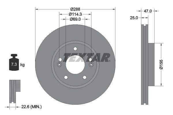 92290503 диск тормозной передний!\ Hyundai I30/Kia Ceed 92290503 TEXTAR