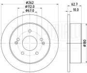 Диск торм. для а/м SsangYong Actyon (10-)/Korando (10-) зад. d262 DF261016 DF 261016 TRIALLI