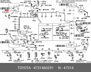 трубка тормозная! передняя правая\ Toyota Land Cruiser GRJ200/URJ200/URJ202 47314-60291 TOYOTA