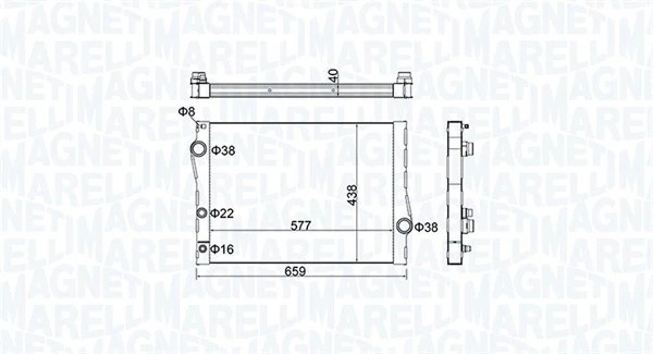 Радиатор BMW X5 (E70) охлаждения двигателя MAGNETI MARELLI 350213163500 MAGNETI MARELLI