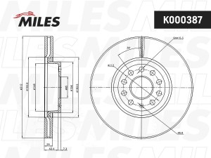 Диск тормозной VW Caddy,Golf,Jetta,Passat AUDI A3,Q3 SEAT Leon SKODA Yeti передн K000387 MILES