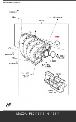 Прокладка коллектора MAZDA CX-5 (11-) впускного OE PE01-13-111 MAZDA