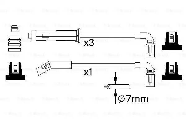 Провод высоковольтный DAEWOO Nexia (8V) CHEVROLET Lanos (8V),Aveo (1.4) (8V) ком 0 986 356 980 BOSCH
