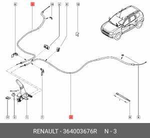 Трос ручного тормоза LR RENAULT Duster 4x4 3640 036 76R 364003676R RENAULT