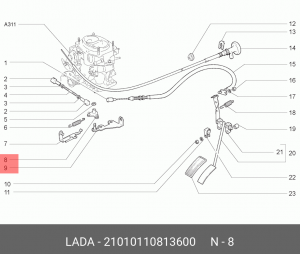 Рычаг ВАЗ-2101-2107 акселератора промежуточный АвтоВАЗ 21010110813600 LADA VAZ