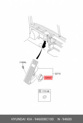 Датчик HYUNDAI HD270,500,Universe дв.D6CB/HA положения педали газа OE 946008C100 HYUNDAI KIA