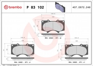 Колодки тормозные P83102 P83102 BREMBO