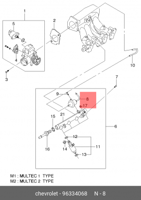 Регулятор CHEVROLET Lanos давления топлива OE 96334068 GENERAL MOTORS
