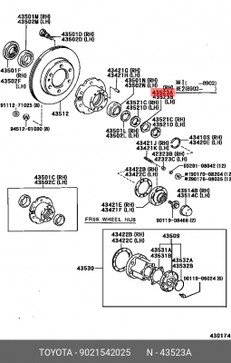 Шайба стопорная передней ступицы TOYOTA 90215-42025 90215-42025 TOYOTA