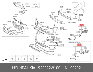 Фара противотуманная правая HYUNDAI/KIA 922022W100 HYUNDAI KIA