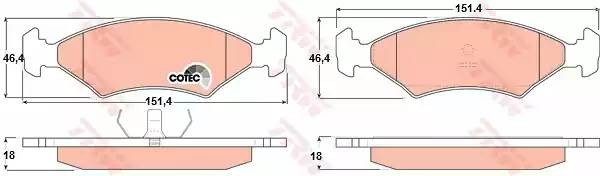 FORD ESCORT/FIESTA/MAZDA 121 / SEPHIA (1993-1997) CHEVROLET COBALT (2011-2015) Б GDB255 TRW