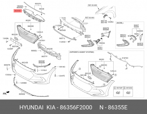 Накладка бампера HYUNDAI Elantra (16-) переднего OE 86356F2000 HYUNDAI KIA