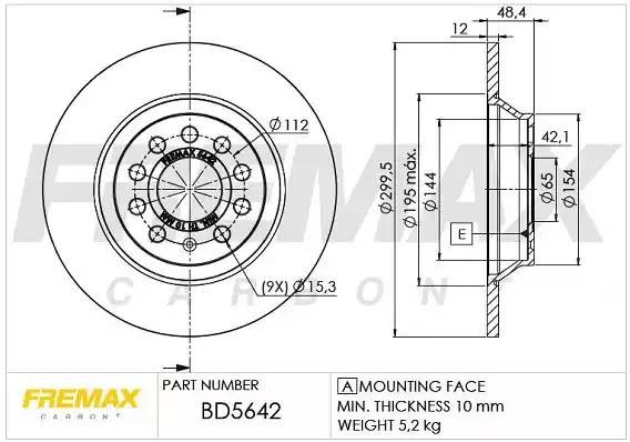 диск тормозной задний!\ Audi A3/Q3/TT 13> BD5642 FREMAX